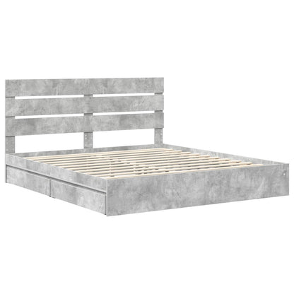 vidaXL Aufbewahrungsbett Beton Grau 200 x 200 cm Holzwerkstoff