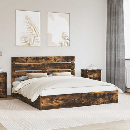 vidaXL Aufbewahrungsbett Geräucherte Eiche 200 x 200 cm Holzwerkstoff