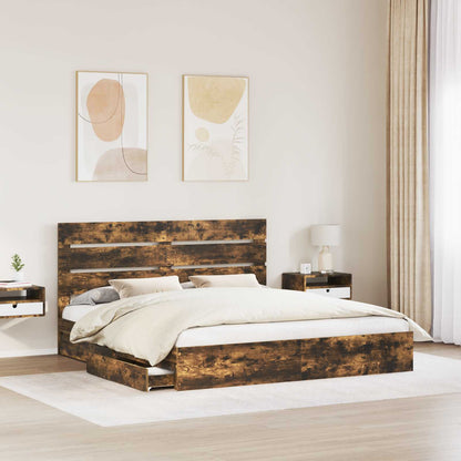 vidaXL Aufbewahrungsbett Geräucherte Eiche 200 x 200 cm Holzwerkstoff