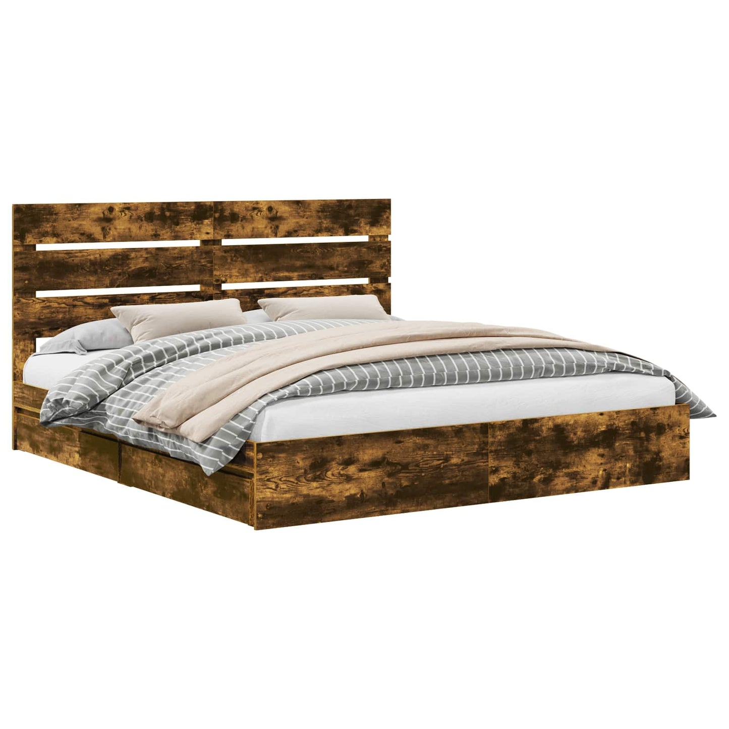 vidaXL Aufbewahrungsbett Geräucherte Eiche 200 x 200 cm Holzwerkstoff