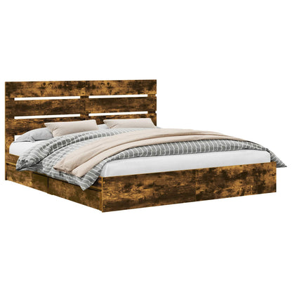 vidaXL Aufbewahrungsbett Geräucherte Eiche 200 x 200 cm Holzwerkstoff