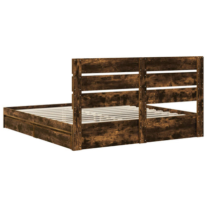 vidaXL Aufbewahrungsbett Geräucherte Eiche 200 x 200 cm Holzwerkstoff