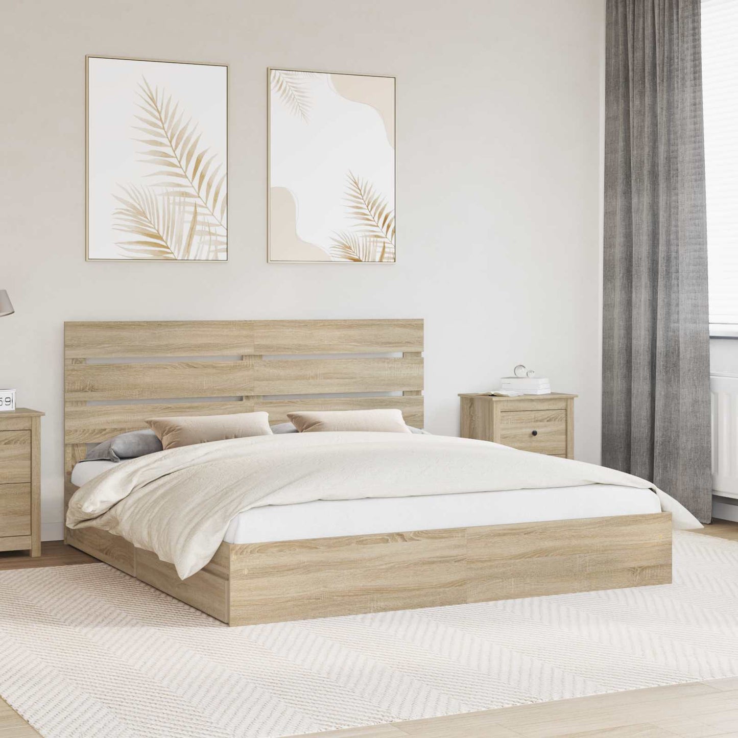 vidaXL Aufbewahrungsbett Sonoma-Eiche 180 x 200 cm Holzwerkstoff