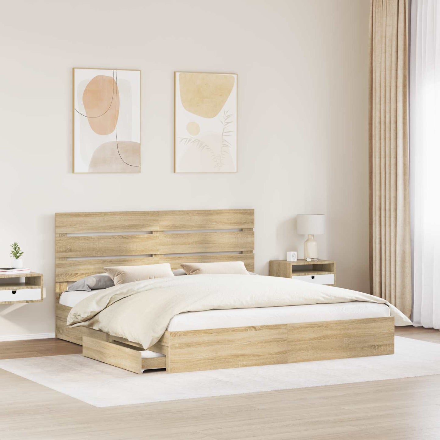 vidaXL Aufbewahrungsbett Sonoma-Eiche 180 x 200 cm Holzwerkstoff