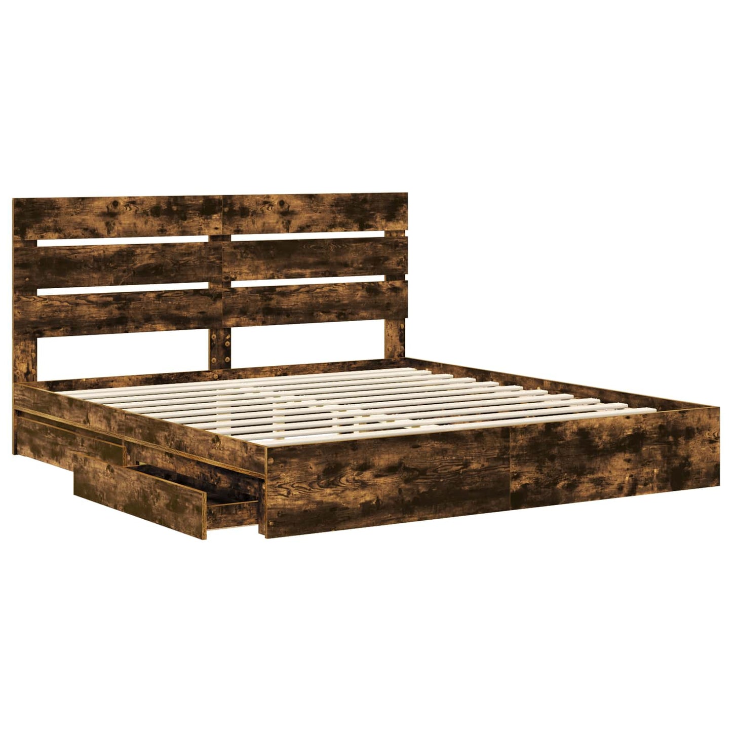 vidaXL Aufbewahrungsbett Geräucherte Eiche 180 x 200 cm Holzwerkstoff
