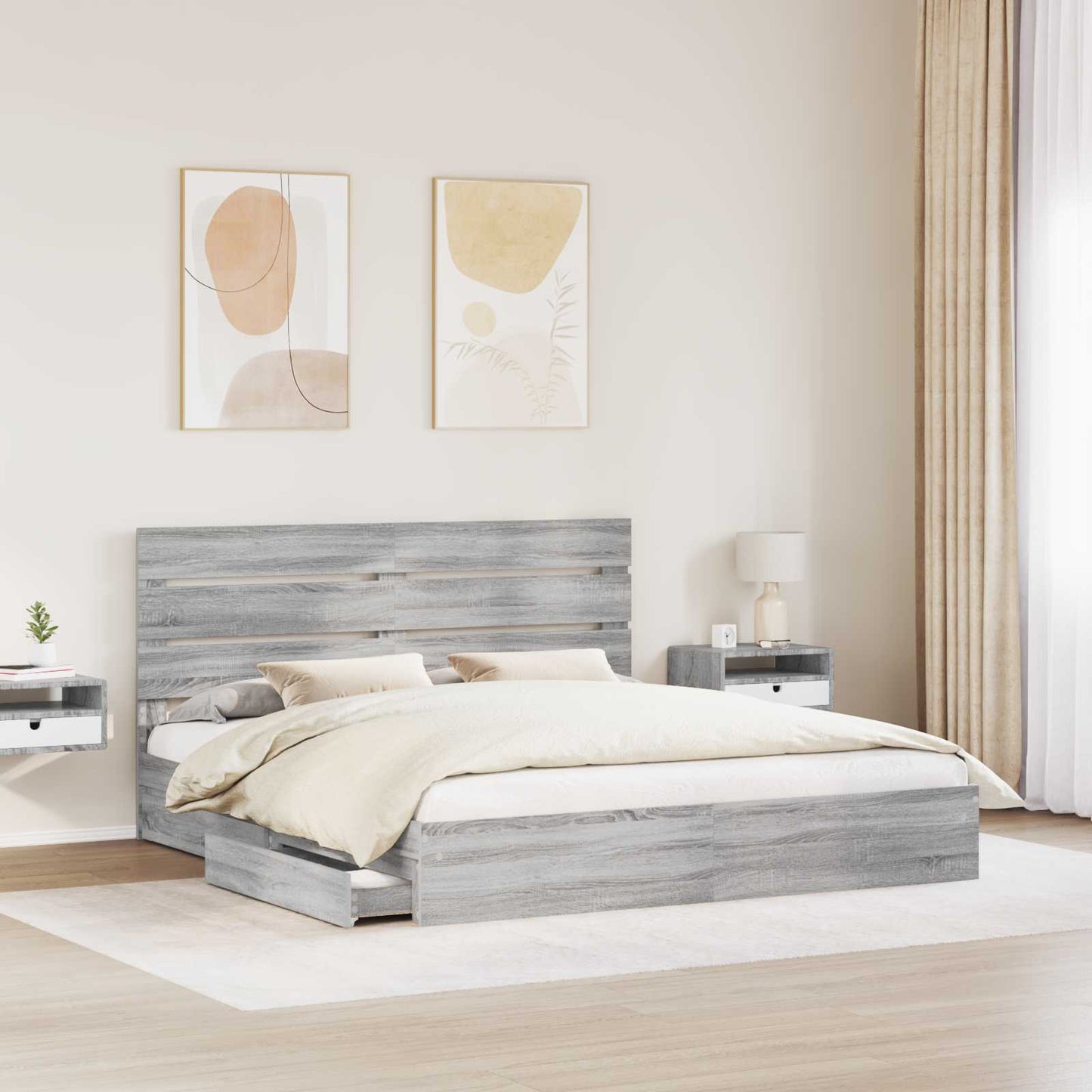 vidaXL Aufbewahrungsbett Graues Sonoma 180 x 200 cm Holzwerkstoff