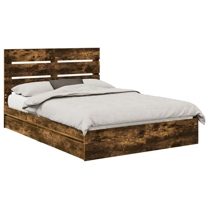 vidaXL Aufbewahrungsbett Geräucherte Eiche 160 x 200 cm Holzwerkstoff