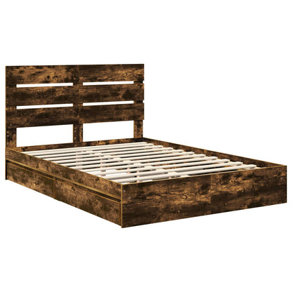 vidaXL Aufbewahrungsbett Geräucherte Eiche 160 x 200 cm Holzwerkstoff