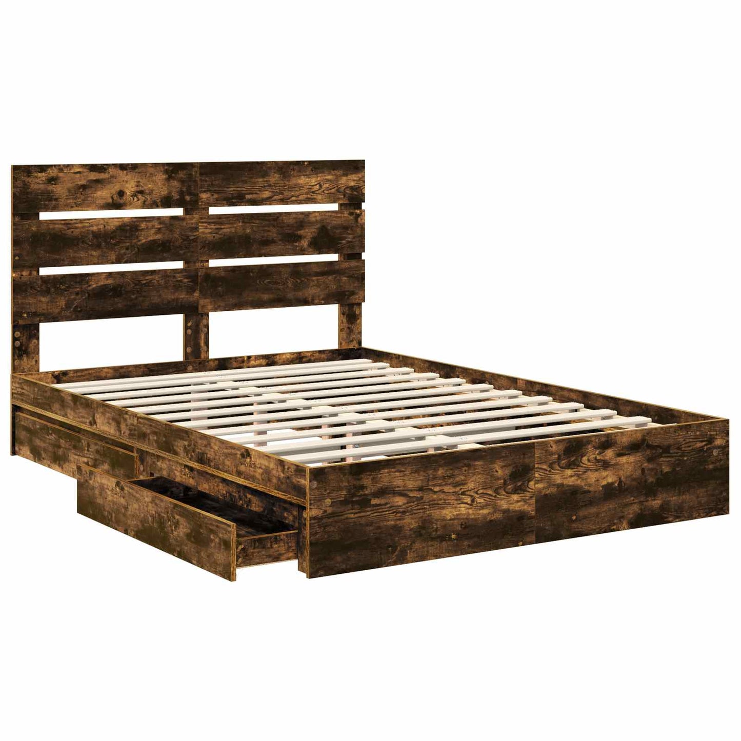 vidaXL Aufbewahrungsbett Geräucherte Eiche 160 x 200 cm Holzwerkstoff