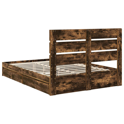 vidaXL Aufbewahrungsbett Geräucherte Eiche 160 x 200 cm Holzwerkstoff