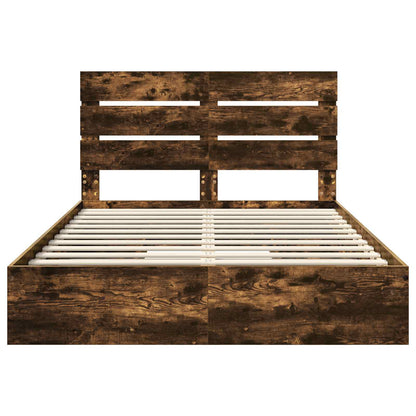 vidaXL Aufbewahrungsbett Geräucherte Eiche 160 x 200 cm Holzwerkstoff