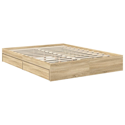 vidaXL Aufbewahrungsbett Sonoma-Eiche 150 x 200 cm Holzwerkstoff