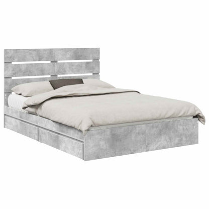 vidaXL Aufbewahrungsbett Beton Grau 150 x 200 cm Holzwerkstoff