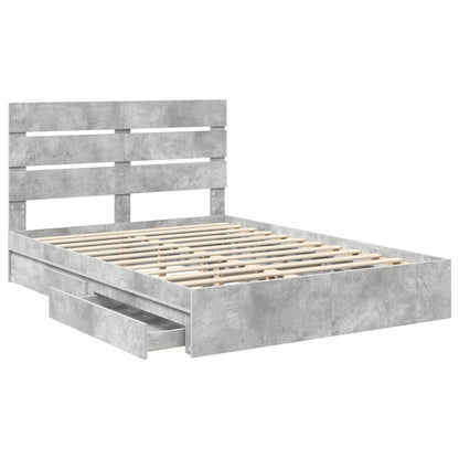 vidaXL Aufbewahrungsbett Beton Grau 150 x 200 cm Holzwerkstoff