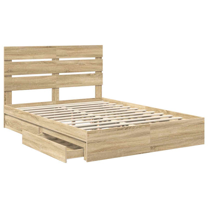 vidaXL Aufbewahrungsbett Sonoma-Eiche 140 x 200 cm Holzwerkstoff