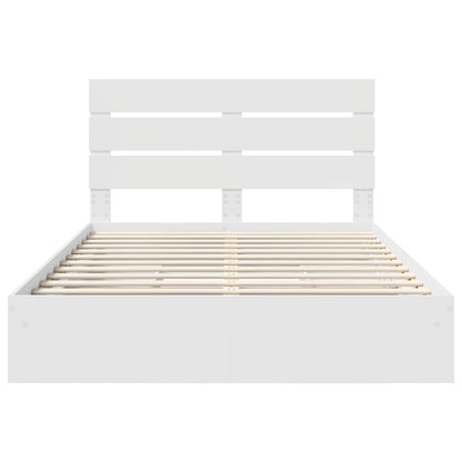 vidaXL Aufbewahrungsbett mit Kopfteil Weiß 140 x 190 cm Holzwerkstoff