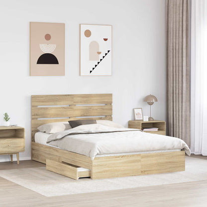 vidaXL Aufbewahrungsbett Sonoma-Eiche 140 x 190 cm Holzwerkstoff