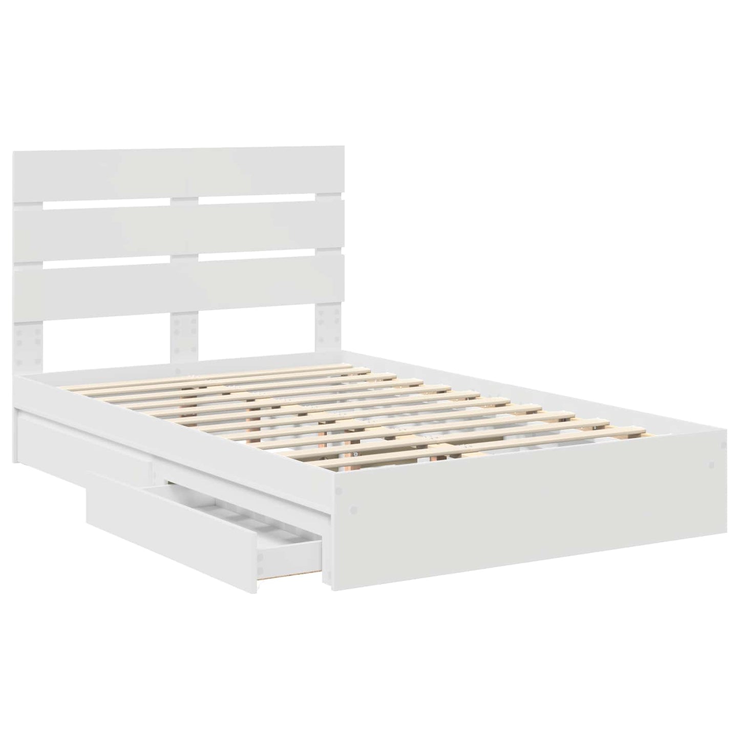 vidaXL Aufbewahrungsbett mit Kopfteil Weiß 135 x 190 cm Holzwerkstoff