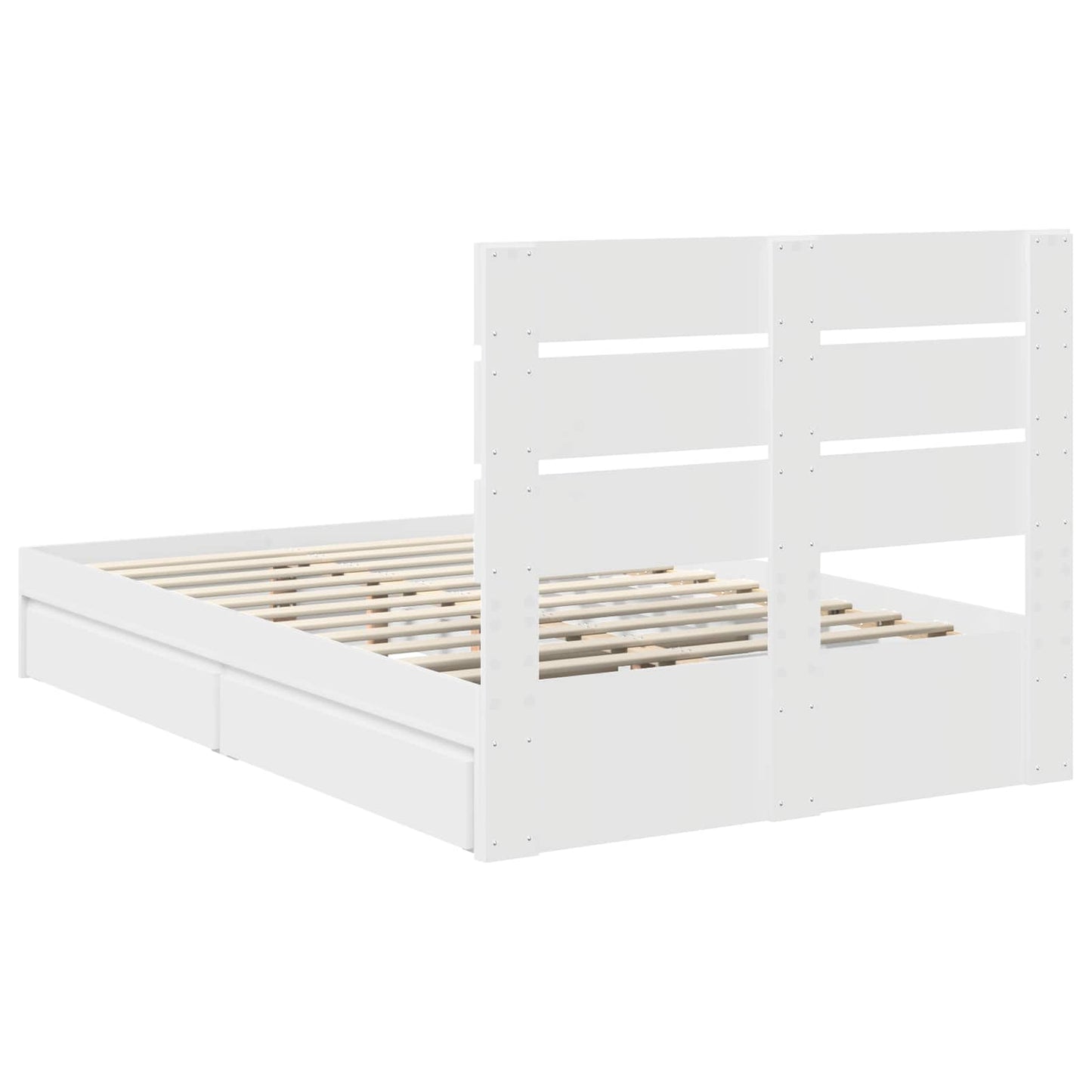 vidaXL Aufbewahrungsbett mit Kopfteil Weiß 135 x 190 cm Holzwerkstoff