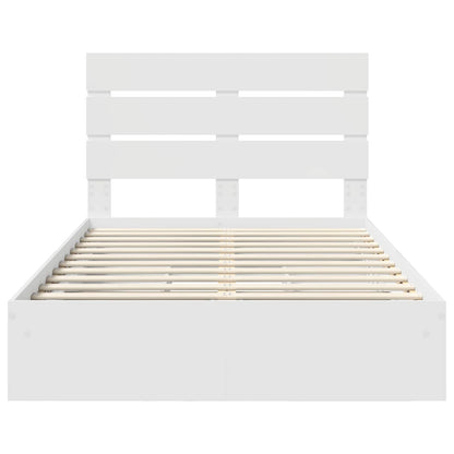 vidaXL Aufbewahrungsbett mit Kopfteil Weiß 135 x 190 cm Holzwerkstoff