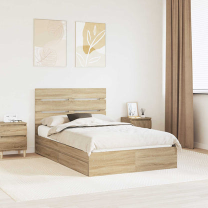 vidaXL Aufbewahrungsbett Sonoma-Eiche 135 x 190 cm Holzwerkstoff