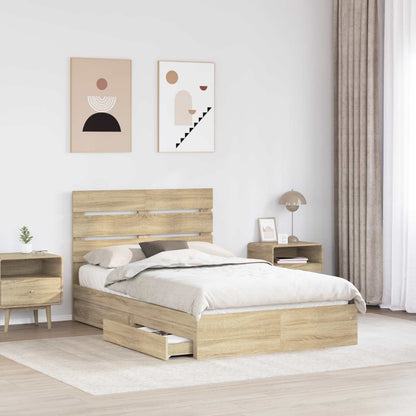 vidaXL Aufbewahrungsbett Sonoma-Eiche 135 x 190 cm Holzwerkstoff