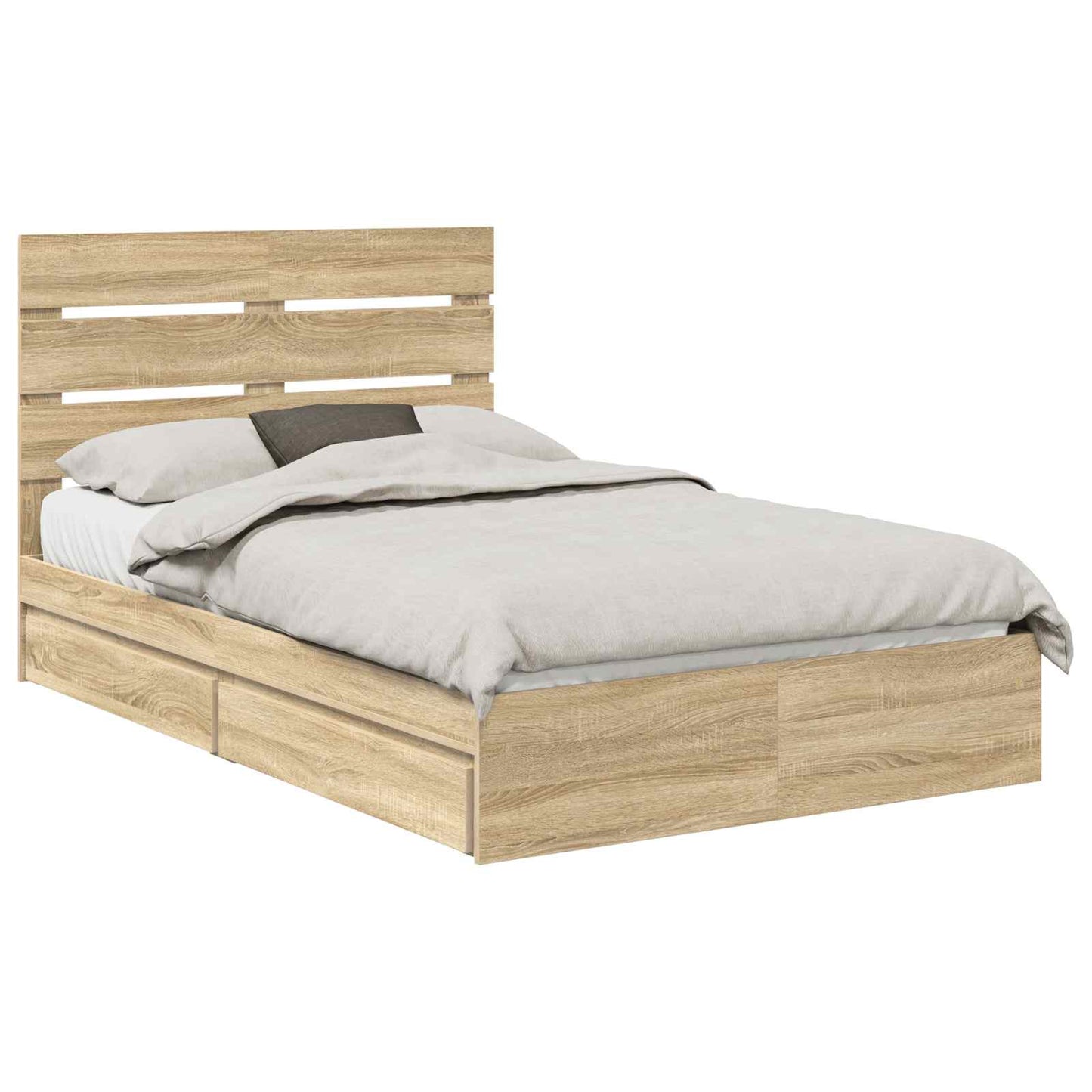 vidaXL Aufbewahrungsbett Sonoma-Eiche 135 x 190 cm Holzwerkstoff