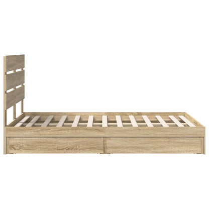 vidaXL Aufbewahrungsbett Sonoma-Eiche 135 x 190 cm Holzwerkstoff