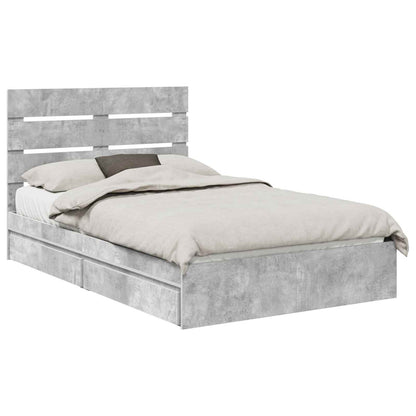 vidaXL Lit de rangement gris béton 135 x 190 cm Aggloméré