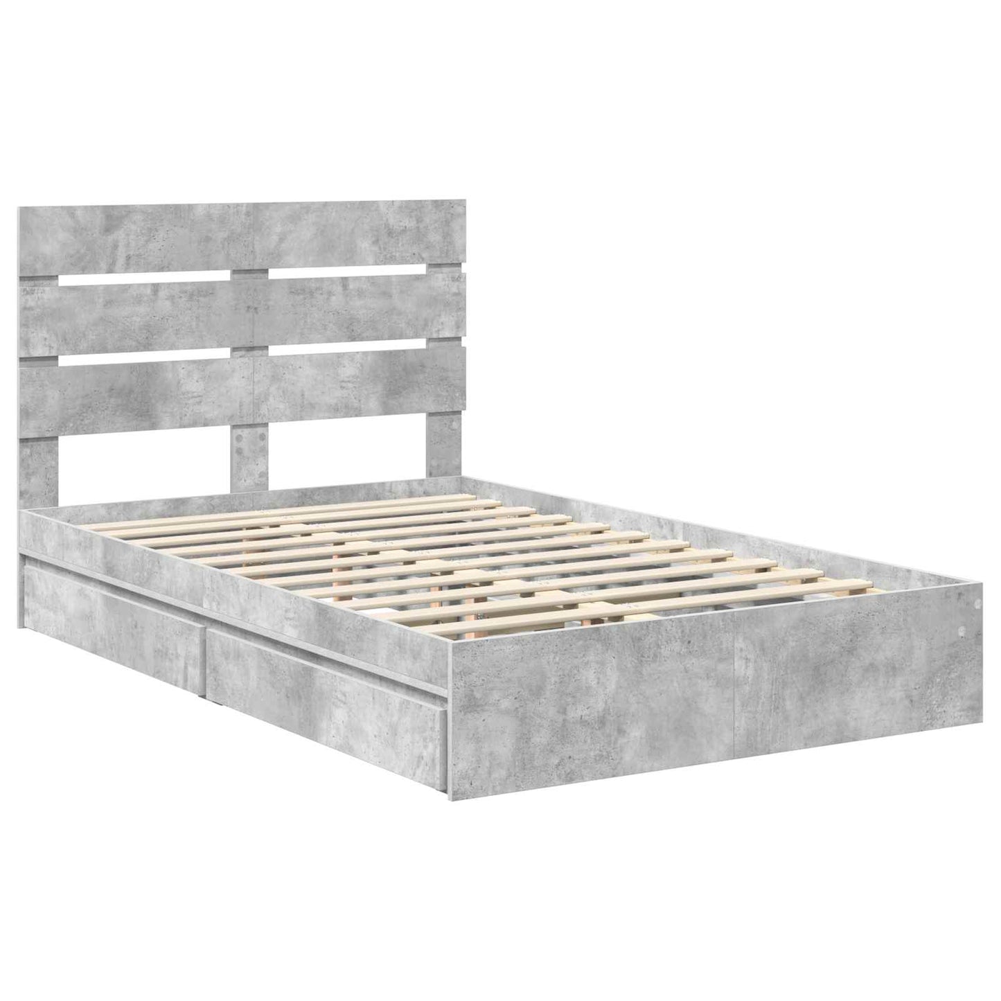 vidaXL Lit de rangement gris béton 135 x 190 cm Aggloméré