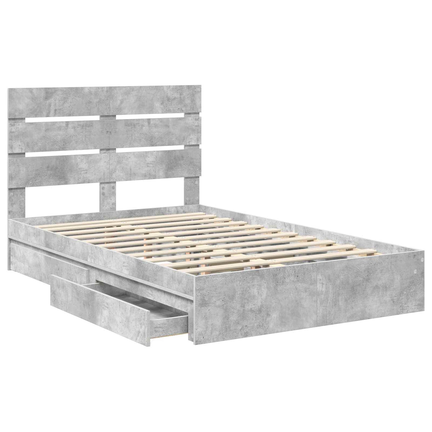 vidaXL Lit de rangement gris béton 135 x 190 cm Aggloméré