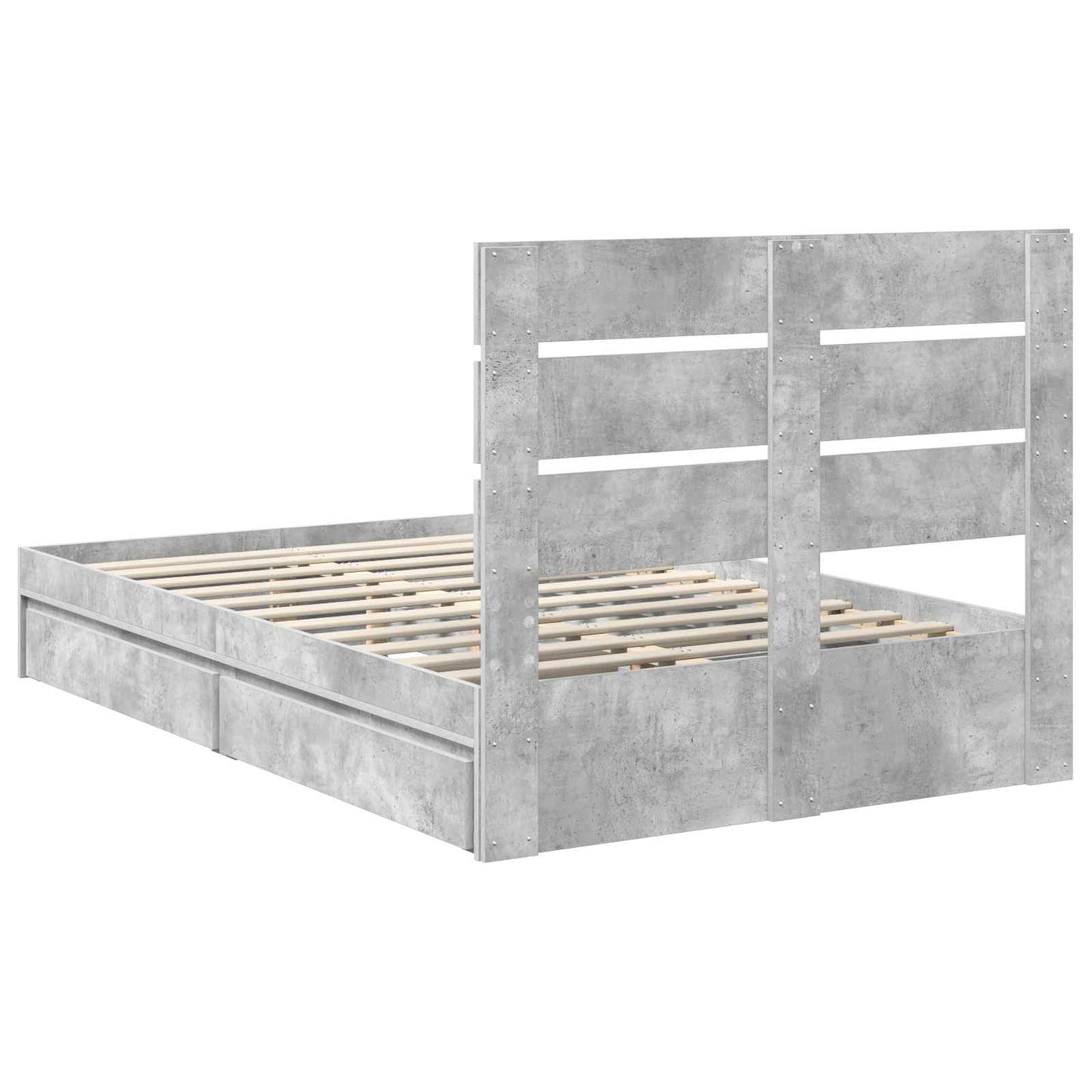vidaXL Lit de rangement gris béton 135 x 190 cm Aggloméré