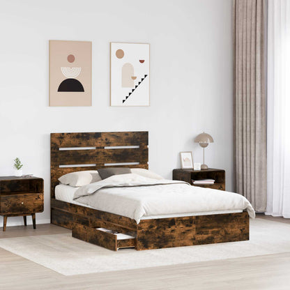 vidaXL Aufbewahrungsbett Geräucherte Eiche 135 x 190 cm Holzwerkstoff