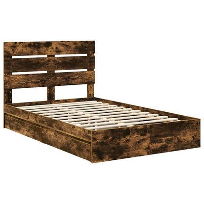 vidaXL Aufbewahrungsbett Geräucherte Eiche 135 x 190 cm Holzwerkstoff