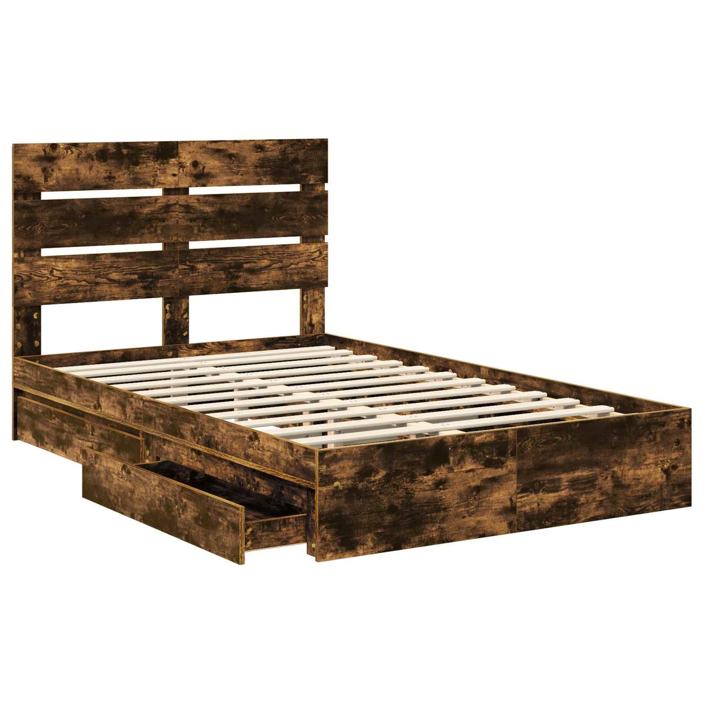 vidaXL Aufbewahrungsbett Geräucherte Eiche 135 x 190 cm Holzwerkstoff