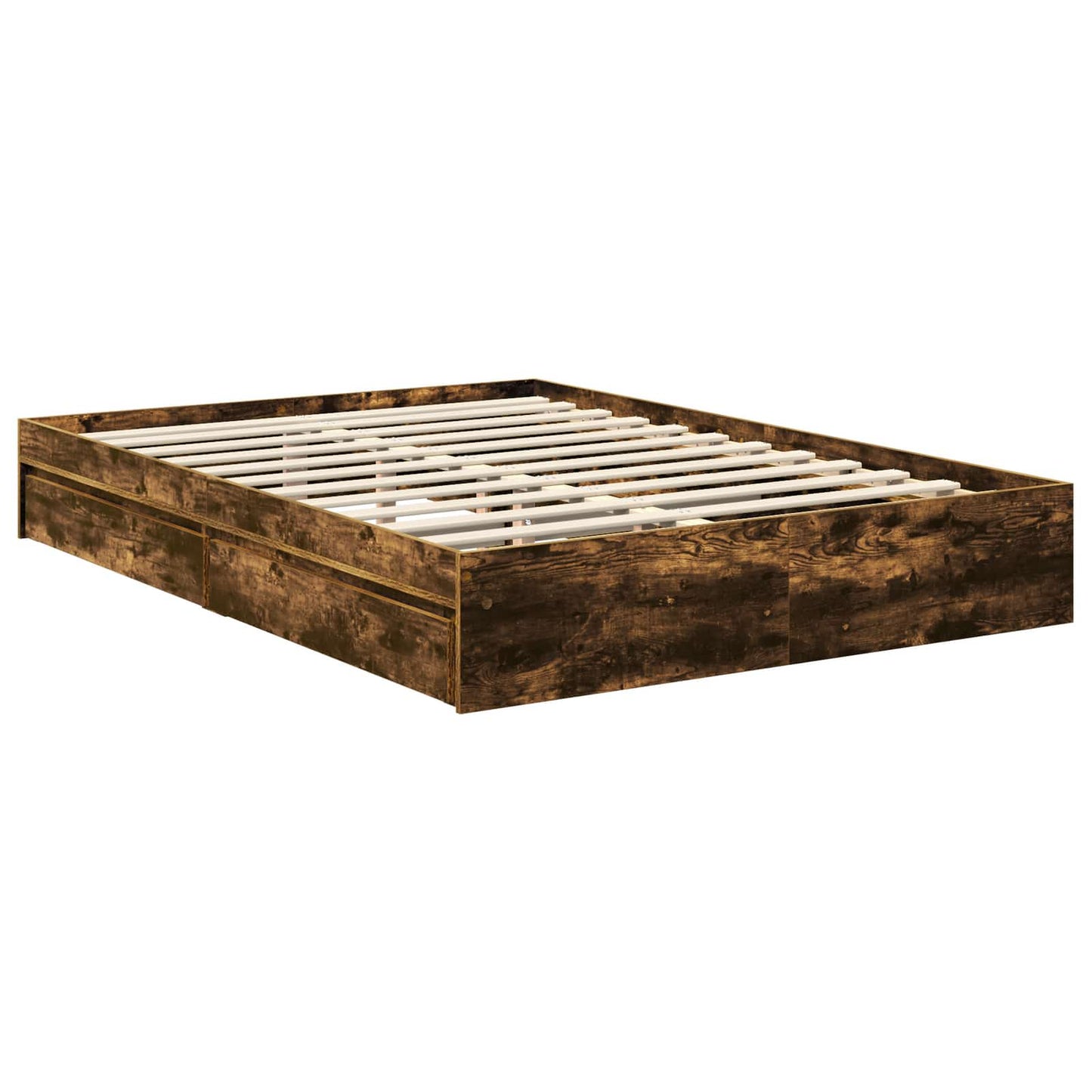 vidaXL Aufbewahrungsbett Geräucherte Eiche 135 x 190 cm Holzwerkstoff