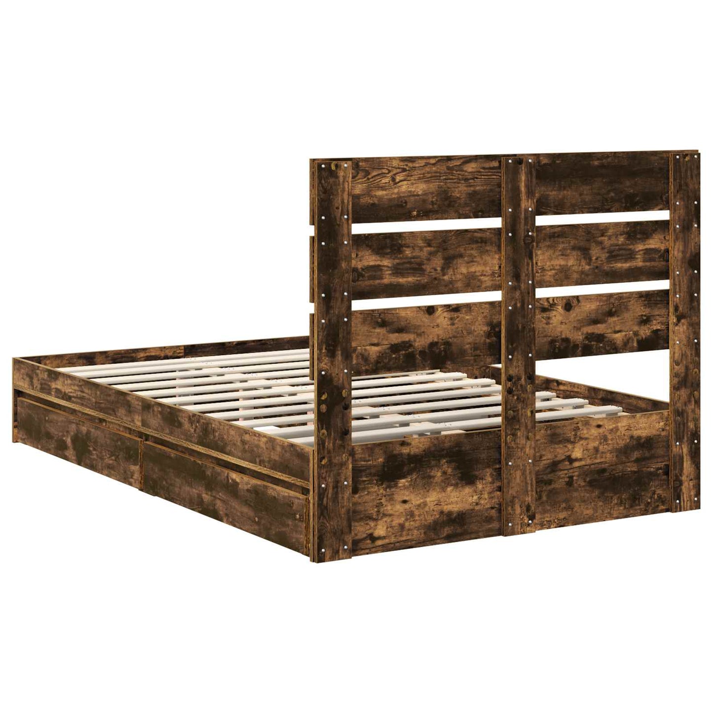 vidaXL Aufbewahrungsbett Geräucherte Eiche 135 x 190 cm Holzwerkstoff