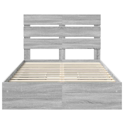 vidaXL Aufbewahrungsbett Graues Sonoma 135 x 190 cm Holzwerkstoff