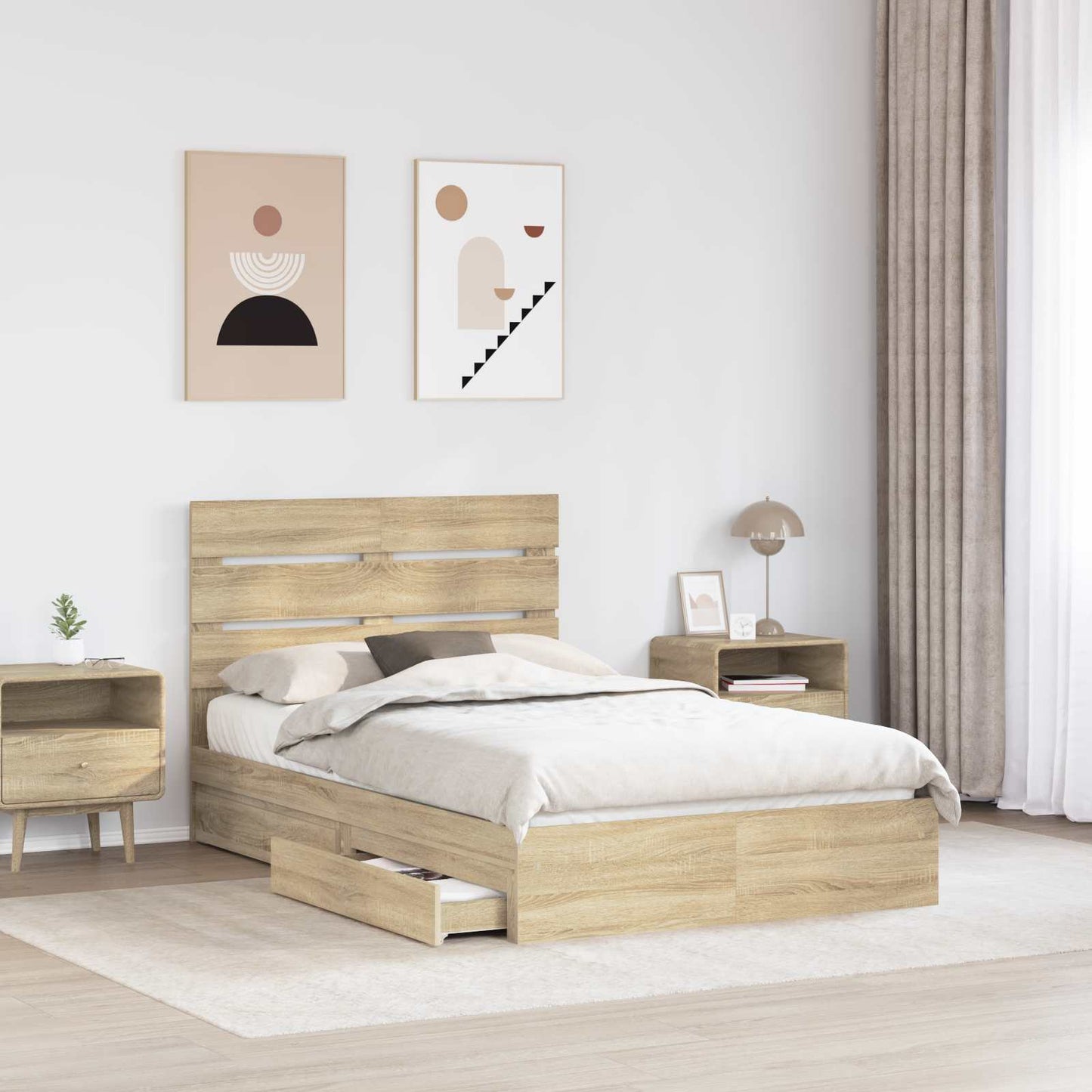 vidaXL Aufbewahrungsbett Sonoma-Eiche 120 x 200 cm Holzwerkstoff