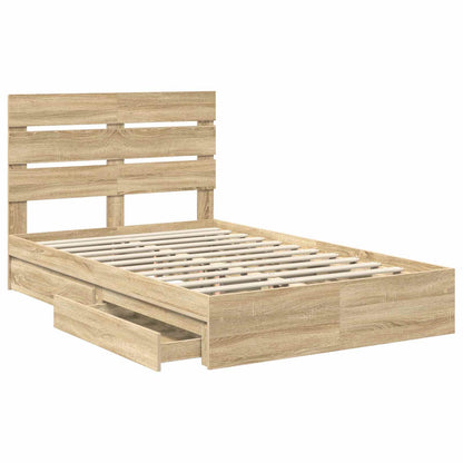 vidaXL Aufbewahrungsbett Sonoma-Eiche 120 x 200 cm Holzwerkstoff