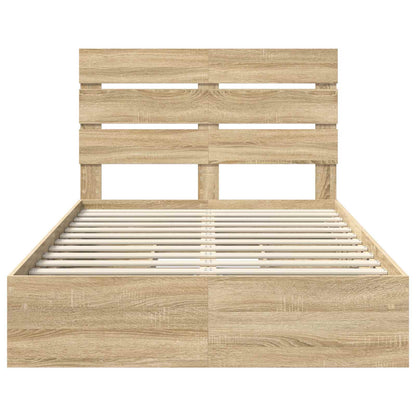 vidaXL Lit de rangement chêne Sonoma 120 x 190 cm, bois d'ingénierie