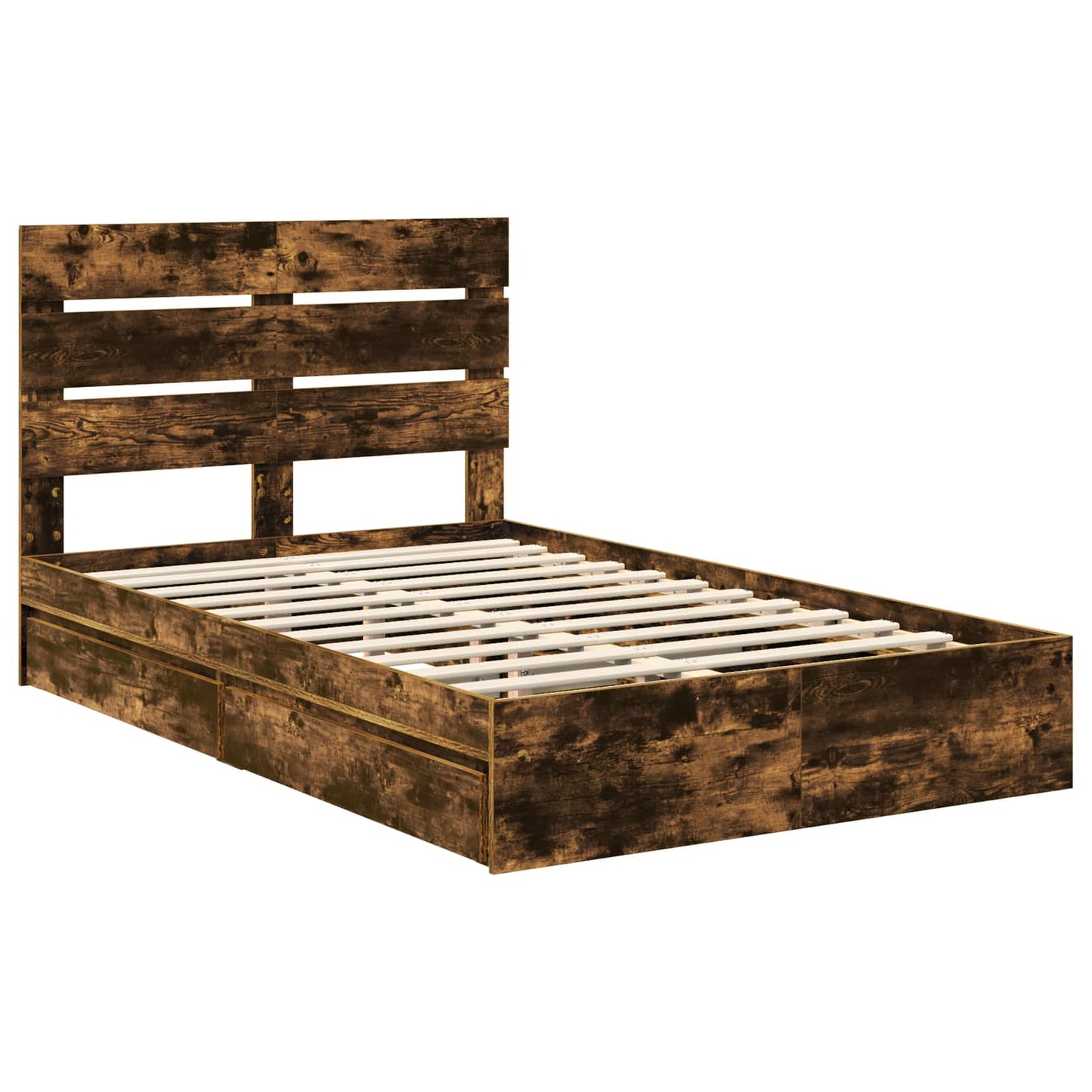 vidaXL Aufbewahrungsbett Geräucherte Eiche 120 x 190 cm Holzwerkstoff