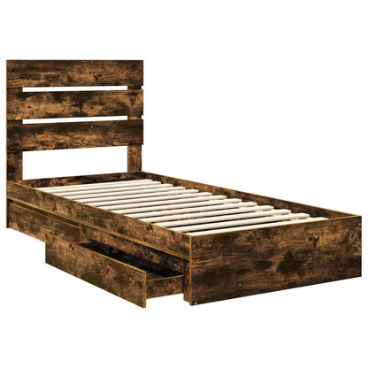 vidaXL Aufbewahrungsbett Geräucherte Eiche 100 x 200 cm Holzwerkstoff