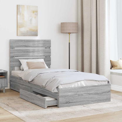 vidaXL Aufbewahrungsbett Graues Sonoma 100 x 200 cm Holzwerkstoff