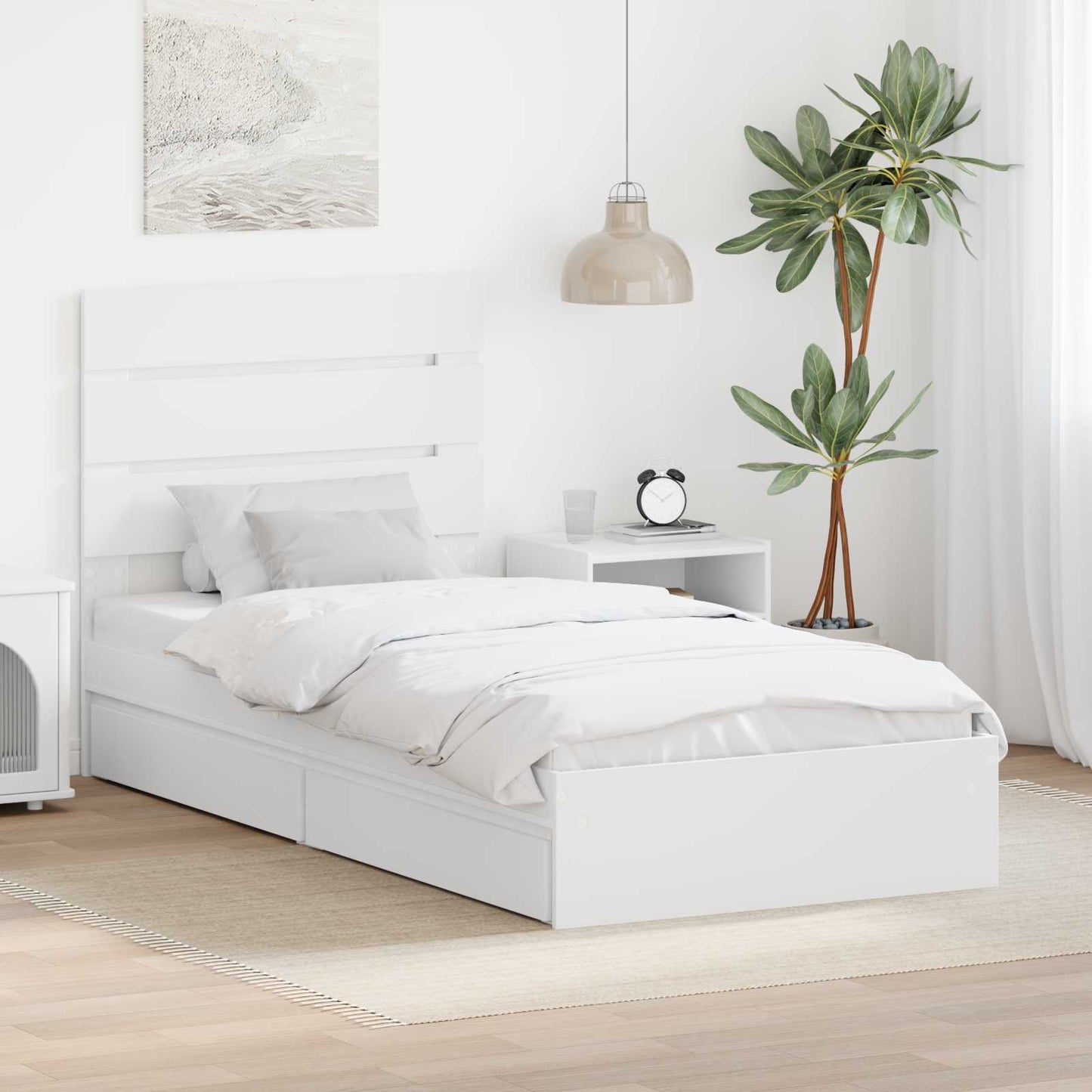 vidaXL Aufbewahrungsbett mit Kopfteil Weiß 90 x 200 cm Holzwerkstoff