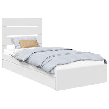 vidaXL Aufbewahrungsbett mit Kopfteil Weiß 90 x 200 cm Holzwerkstoff