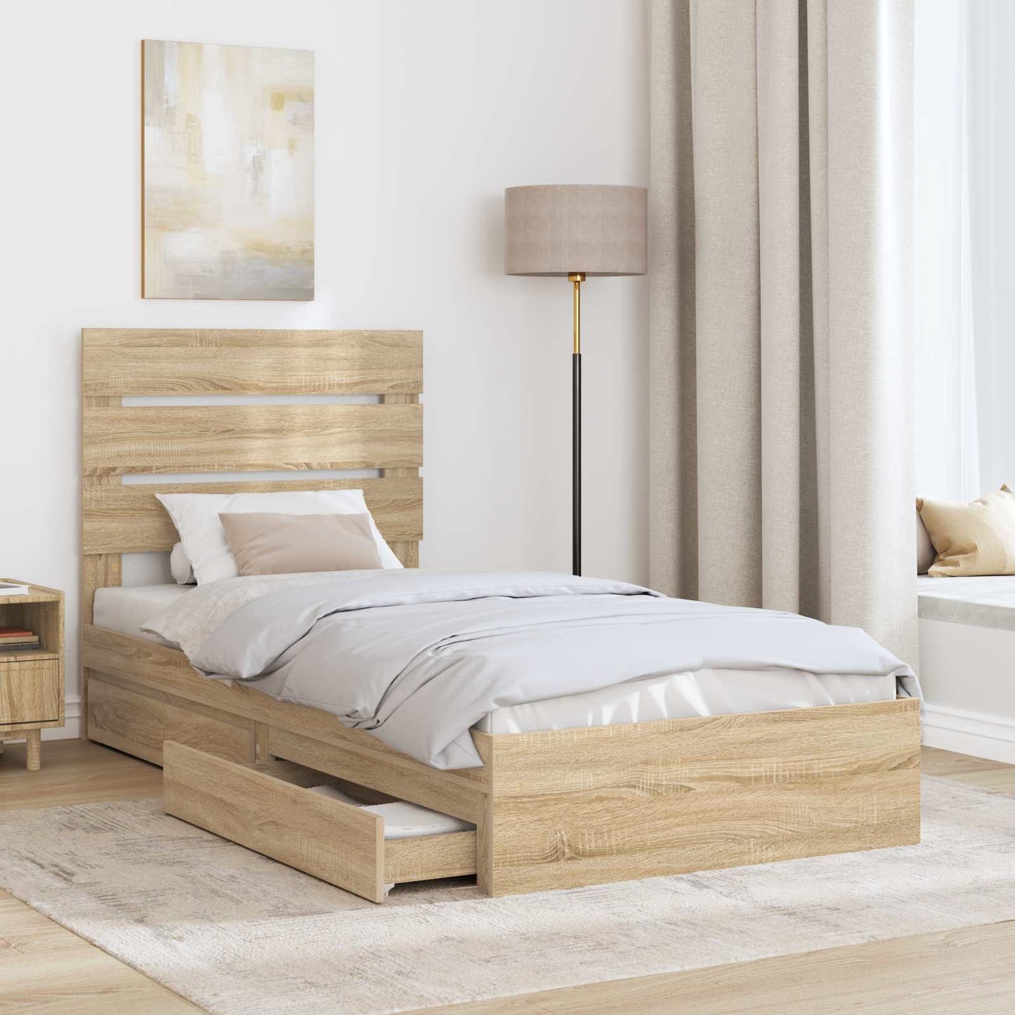 vidaXL Aufbewahrungsbett Sonoma-Eiche 90 x 190 cm Holzwerkstoff