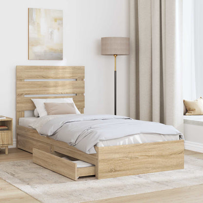 vidaXL Aufbewahrungsbett Sonoma-Eiche 90 x 190 cm Holzwerkstoff