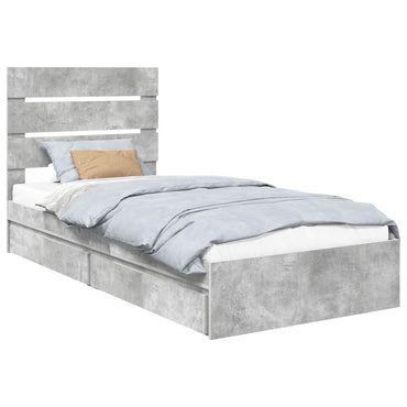 vidaXL Aufbewahrungsbett Beton Grau 90 x 190 cm Holzwerkstoff