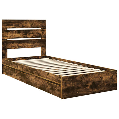 vidaXL Lit de rangement en aggloméré chêne fumé 90 x 190 cm